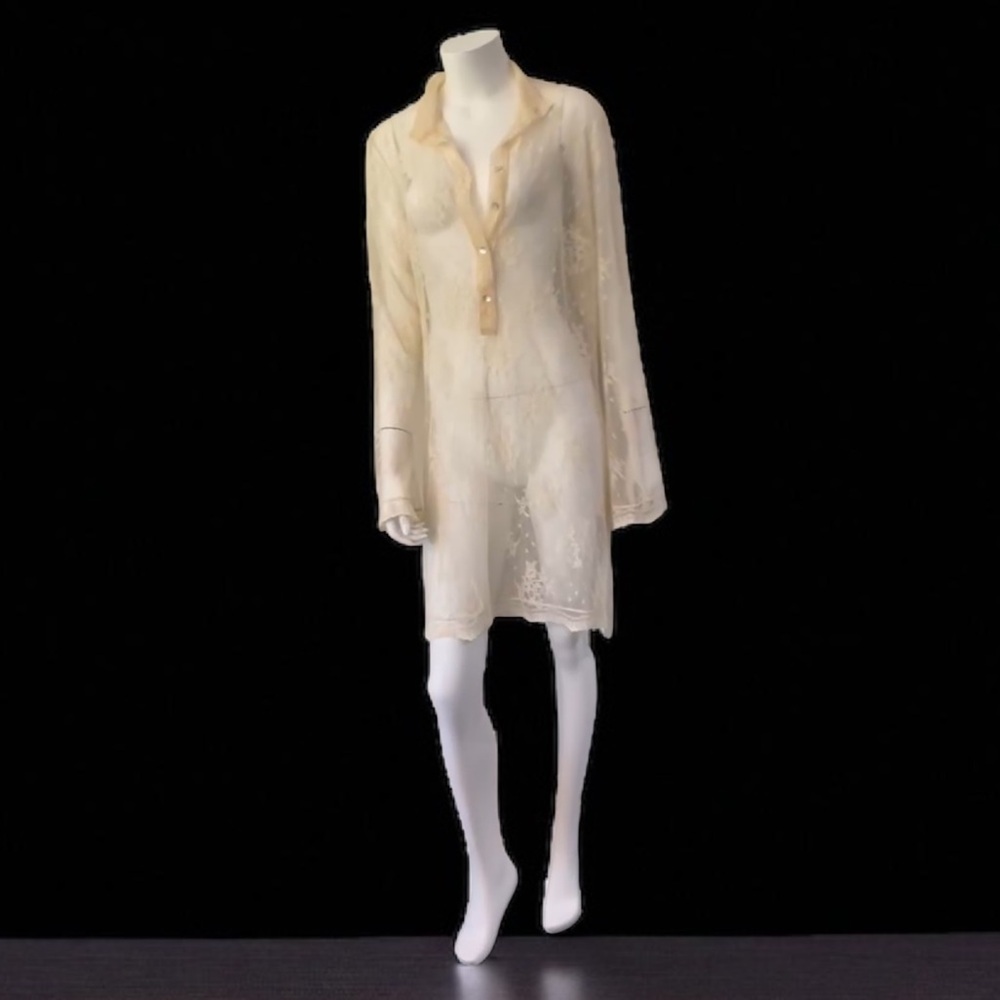 PETIT POIS Viviana G Lace Overlay Dress Lingerie Cover-up Ivory Size XL